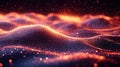 Glowing Particles in Abstract Wave Patterns Creating a Magical Artistic Atmosphere at Night Royalty Free Stock Photo