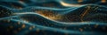 Glowing particles create a mesmerizing effect on flowing fabric texture in an abstract setting. Generative AI Royalty Free Stock Photo