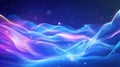 Glowing particles forming abstract blue and purple flowing waves Royalty Free Stock Photo