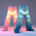 Glowing Pastel Pants: 3d View Of Zuckerpunk Style Plastic Pants With Lights