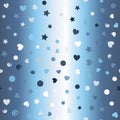 Glowing pattern with dots, hears, spirals, stars. Seamless vector Royalty Free Stock Photo