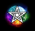 Glowing pentagram on black background Royalty Free Stock Photo