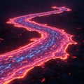 Glowing Pink And Blue Lava River Digital Art Royalty Free Stock Photo