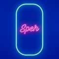Sper Neon Sign on Blue Background, Retro Glow Light Display, cyber monday, cyber monday shoping, black friday Royalty Free Stock Photo