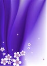 Glowing pink flower with white star on violet curtain background