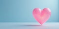 A glowing pink heart shape on a light blue background, representing love, romance, and affection. Generative AI Royalty Free Stock Photo