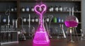 Glowing pink laboratory equipment science Royalty Free Stock Photo