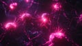 Glowing Pink Neurons Network Interconnected Synapses