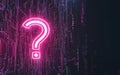 A glowing pink question mark against a dark digital background with circuit patterns, emphasizing uncertainty in Royalty Free Stock Photo