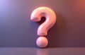 Glowing pink question mark 3d render illustration on gradient background. Symbol represents query, doubt, or need for Royalty Free Stock Photo