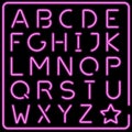 Glowing pink vector neon typeface.