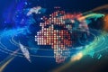 Glowing pixel world map Royalty Free Stock Photo