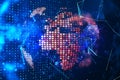 Glowing pixel world map on virtual screen Royalty Free Stock Photo