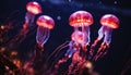 Glowing, poisonous tentacles of underwater beauty in nature generated by AI