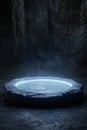 Glowing pool in dark cave Royalty Free Stock Photo
