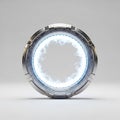 Glowing portal device emits bright light on metallic ring with futuristic design elements anomalously Royalty Free Stock Photo