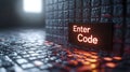 Glowing Prompt to Enter Code on Clean Surface