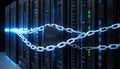 glowing protected chain around data server,