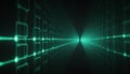 Glowing protected chain use as a copyright protected line, in matrix flowing data,