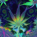 Psychedelic cannabis leaf. Generative AI. Not based on any actual scene or pattern