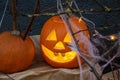 Glowing pumpkin for a haloween in the dark