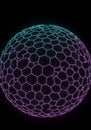 Glowing Purple Blue Hexagonal Sphere Abstract Background Royalty Free Stock Photo