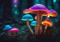 Magic mushrooms in an enchanted forest. Royalty Free Stock Photo