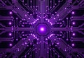 Glowing Purple Circuit Board: Symmetrical Tech Art