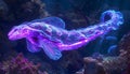 A glowing purple cnidarian swims in the deep, mysterious sea generated Royalty Free Stock Photo