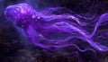 A glowing purple cnidarian swims in the deep, mysterious sea generated Royalty Free Stock Photo