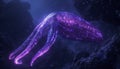 A glowing purple cnidarian swims in the deep, mysterious sea generated Royalty Free Stock Photo