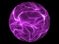 Glowing purple energy ball over black background