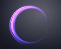 Glowing purple magic ring. Neon realistic energy flare halo ring. Abstract light effect on a dark transparent background Royalty Free Stock Photo