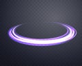 Glowing purple magic ring. Neon realistic energy flare halo ring. Abstract light effect on a dark transparent background Royalty Free Stock Photo