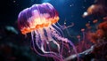 Glowing purple medusa swims in mysterious underwater beauty generated by AI Royalty Free Stock Photo