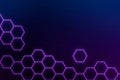 Glowing purple neon hexagonal patterned background