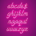 Glowing Purple Neon Lowercase Script Font