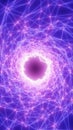 Glowing purple neural web forming a bright energy vortex with intricate interconnected lines Royalty Free Stock Photo