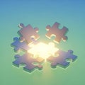 Glowing Puzzle Pieces Solution Teamwork and Connection Concept AI generated. Royalty Free Stock Photo