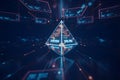 Glowing pyramid with digital data and light streaks technology abstract Royalty Free Stock Photo