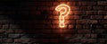 The Glowing Question Mark Against a Rustic Brick Wall.AI generated image Royalty Free Stock Photo