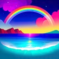 Glowing rainbow over water Illustration Royalty Free Stock Photo