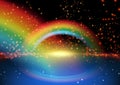 Glowing Rainbow and Starry Background Royalty Free Stock Photo