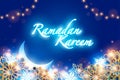 Glowing Ramadan Kareem islamic festival with paper graphic of geometric art. Royalty Free Stock Photo