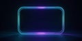 Glowing neon rectangle frame with blue and purple gradient light on dark background image Royalty Free Stock Photo