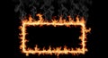 Fiery Rectangle Frame with Smoke on Black Background Royalty Free Stock Photo