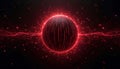 Glowing Red Binary Sphere With Matrix Code Streams In Dark Background Symbolizing Digital Security Royalty Free Stock Photo