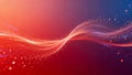 Glowing Red and Blue Light Wave with Floating Sparkles on Gradient Background Royalty Free Stock Photo