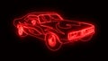 Red Burning Muscle Car Animated Logo Element with Reveal Effect