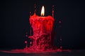Glowing Red candle burn. Generate Ai